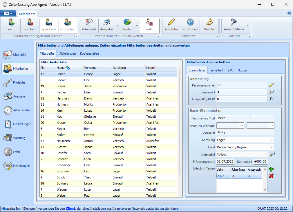 Verwaltungsoberfläche